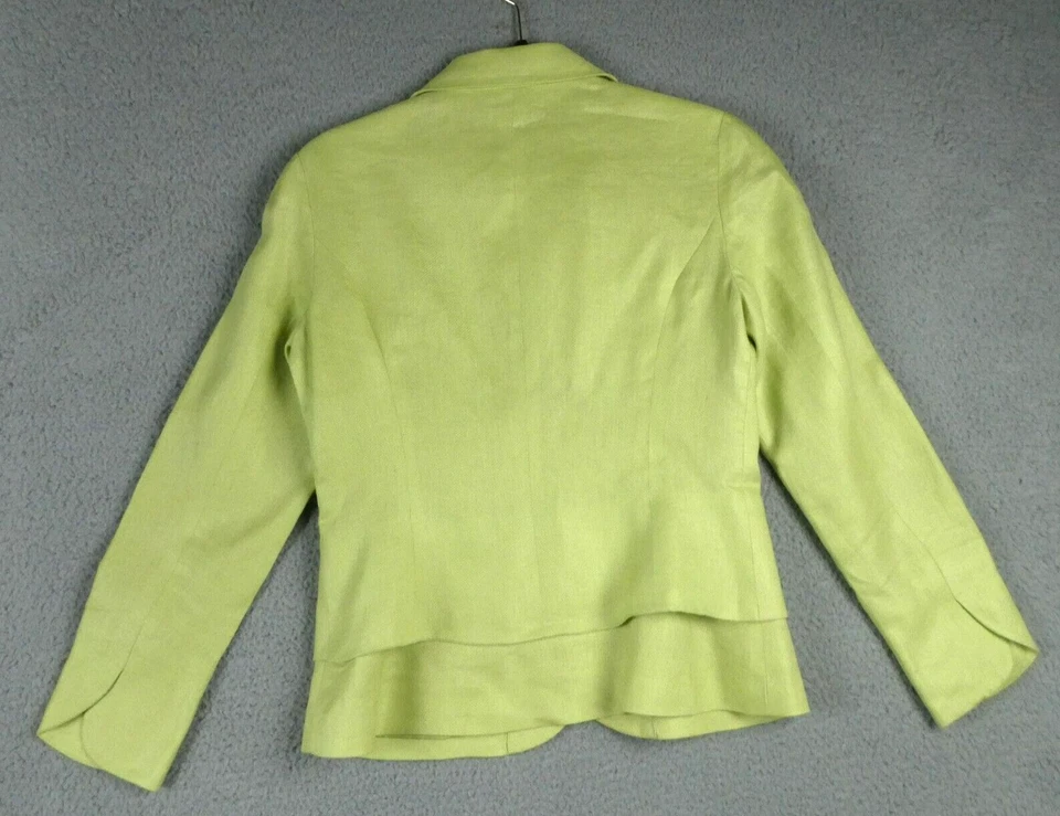 Blazer Coldwater Creek Chaqueta de Lino Talla 6 Verde Amarillo Chartreuse Colorido Lima Foto 2 de 4