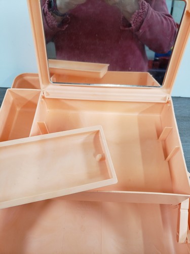 Vintage Caboodles Makeup Case 3 Tier Travel Vanity Mirror #5626 Orange - Picture 13 of 13