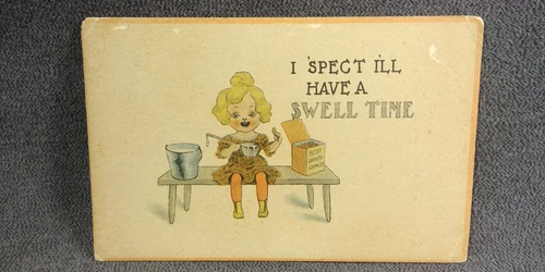 1913 Smith Center Kansas Strange Girl Drinking Milk Apples Antique Postcard B59