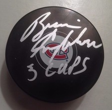 Brian Engblom Signed Montreal Canadiens logo puck AUTOGRAPH 3 CUP INSCRIPTION 