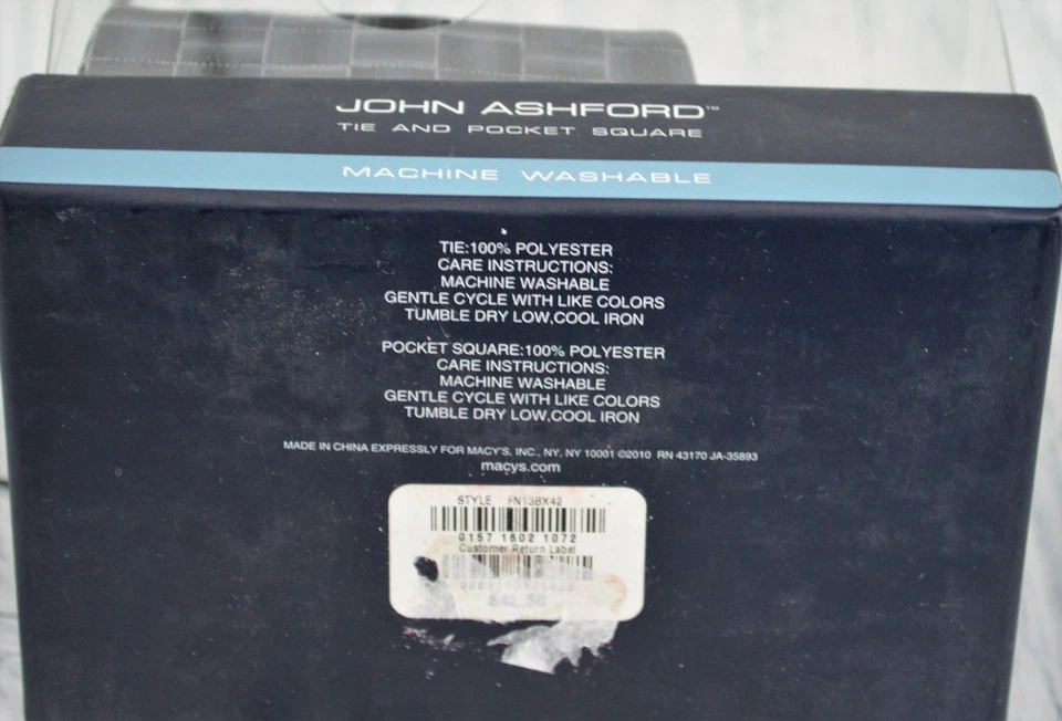 Corbata y Cuadrado de Bolsillo John Ashford Para Hombre Clásico Gris Caja de Regalo Corbata 3.5"X59" Foto 4 de 4