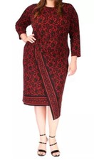 Michael Kors Plus Size Asymmetrical-Hem Lace Midi Dress, Crimson, 2X, $140