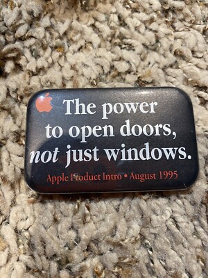 ''The power to open doors... '' Macworld Expo 95 Apple Promo Pin Retro Vintage