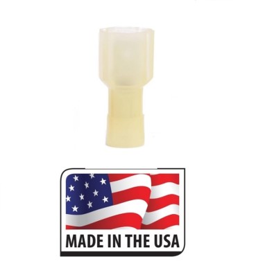 (100) Fully Insulated Nylon YELLOW (Male) Electrical Spade Crimp Connector Term.