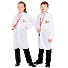 Child Kids White Lab Coat Doctors Surgeon Boys Girls Fancy Dress Costume S-L