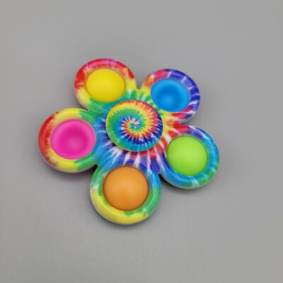 Tie Dye Fidget Spinner 2in1 Bubble Popper Sensory Toy 