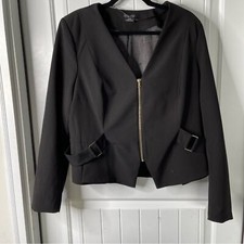 City Chic Black Zip Up Casual Jacket Size 18