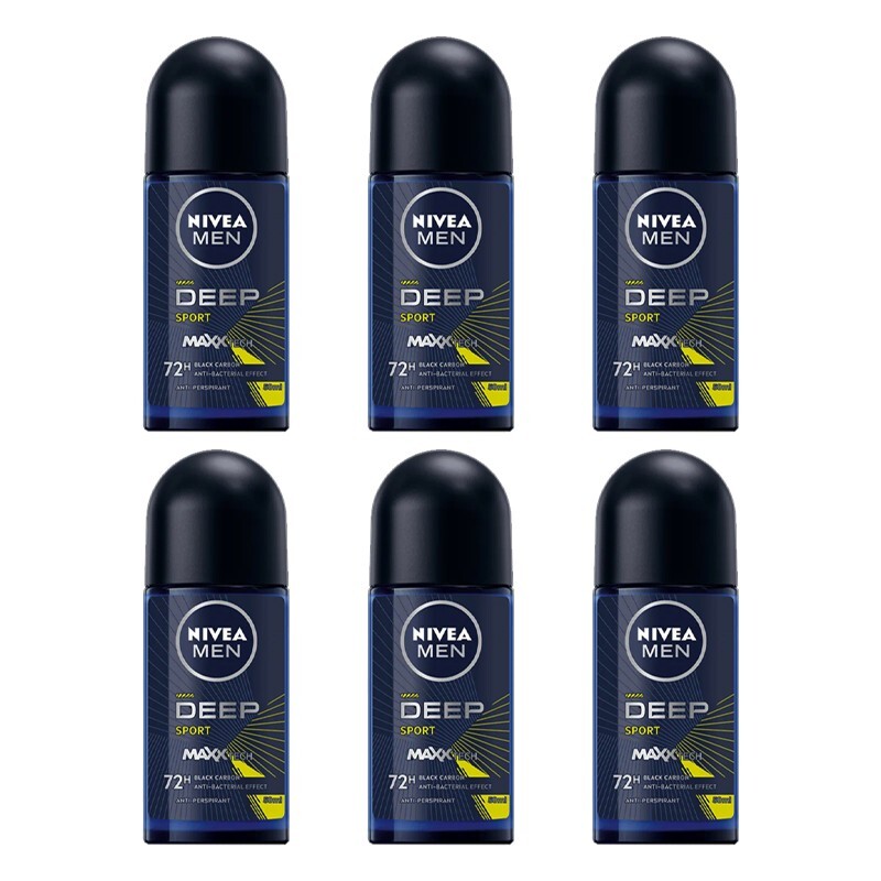 6pz NIVEA MEN deodorante roll on corpo uomo Deep Sport 50ml