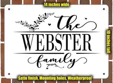 Webster Family Decorative Metal Door or Wall Plaque (Style 2)