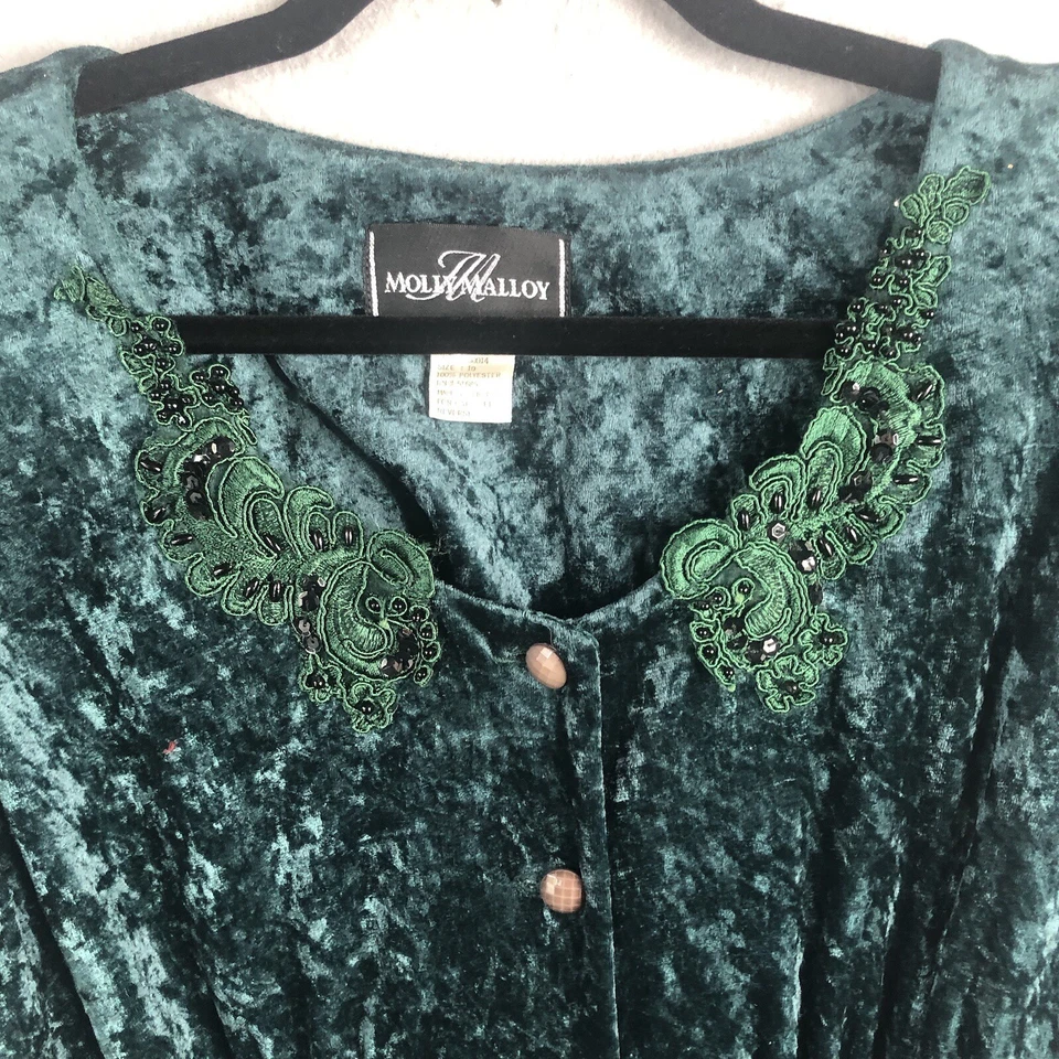 Maxi Vestido Vintage Y2K Terciopelo Para Mujer 10 Terciopelo Verde Navidad Artesanal Vacaciones Foto 3 de 4