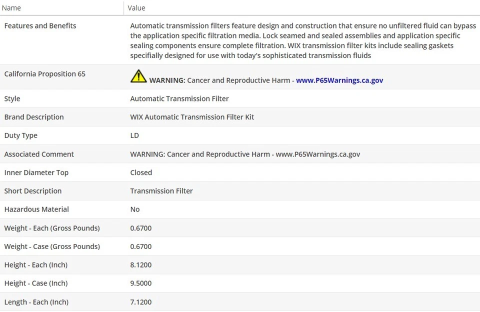 原始设备制造商类型滤油器 WIX 适用于 NISSAN ALTIMA 1993 - 1997 L4-2.4L — 第 3/4 张图片