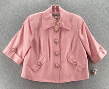 Nygard Linen Blend Jacket Women's Size 6 Pink Cropped Designer Button Front Nwt