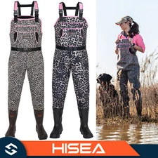 HISEA Women's Chest Waders 400G Insulated Bootfoot Fishing Hunting Leopard Wader