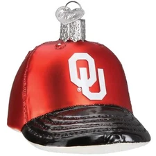 Old World Christmas Glass Ornament, Oklahoma Sooners Baseball Cap (W/ OWC Box)