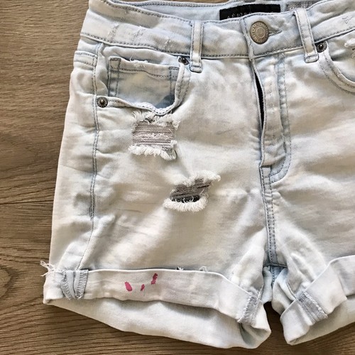 AEROPOSTALE Girls High Waisted Shorty Light Blue Denim Shorts Size 0 Boyfriend - Picture 5 of 9