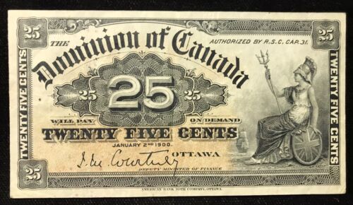 1900 25c Dominion Of Canada 25 Cents Courtney P-9a - Date/Name/Location CA601 - Picture 1 of 6