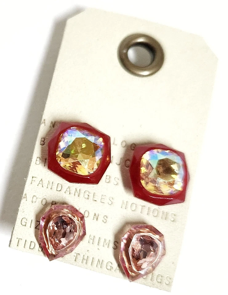 Juego de pendientes Anthropologie festivos cuadrados de resina enchapados en oro rosa rosa nuevo con etiquetas Foto 3 de 4