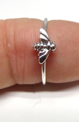 Handgefertigter 925 Sterling Silber zarter Hummel Vorsteckring Größe H bis S