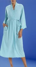 NEW! N NATORI TURQUOISE JERSEY KNIT ROBE/ MEDIUM