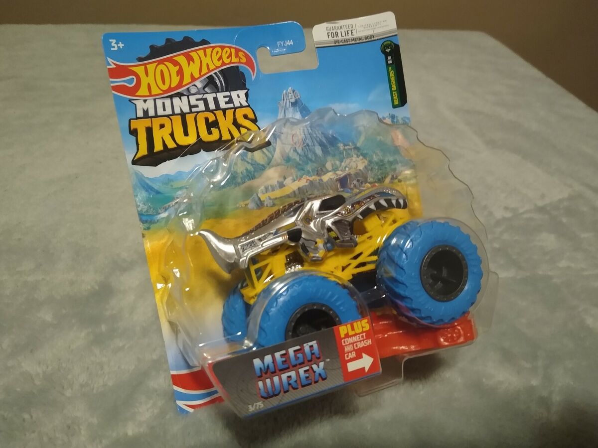 Hot Wheels Car MONSTER TRUCKS MEGA WREX Connect And Crash Car Collector  Edition Metal Diecast Model Cars Toys