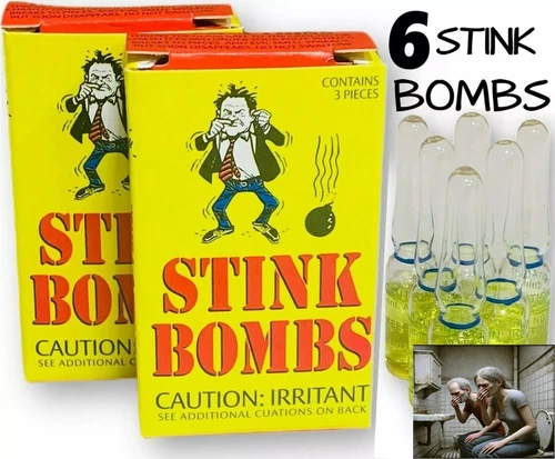 6 Glass Vials Nasty Liquid Stink Bombs Prank Smelly ASS Fart Gas Gag Gift GROSS!