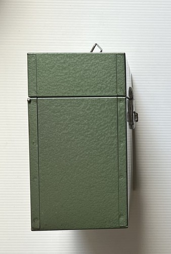 VINTAGE Metall TRAGBARE FEILENBOX • grün 12 1/2""Bx10""Hx5,5"" Climax Schloss KEIN SCHLÜSSEL - Bild 7 von 10