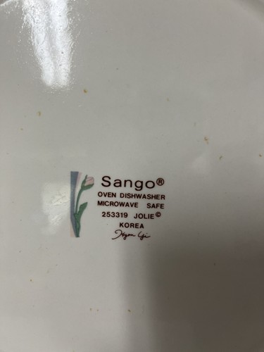 Juego de 2 platos de cena Sango JOLIE 10 3/4" flores rosas grandes 253319 Corea - Imagen 6 de 6