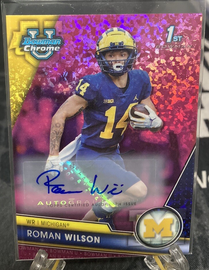 Roman Wilson 2023 Bowman Chrome U 1st Auto Pink Fusia /150 STEELERS
