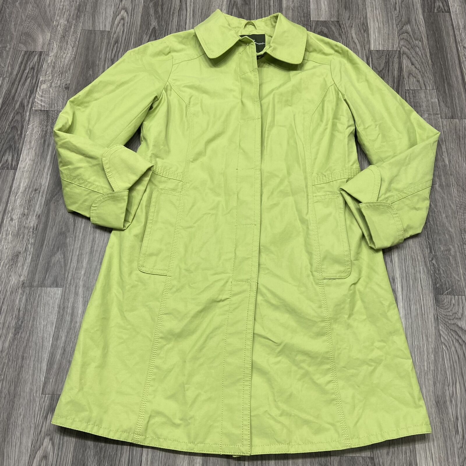 EDDIE BAUER Button Down Collared Lined Green Over… - image 5