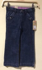 OshKosh Genuine Kids Toddler Denim Pants Blue Adjustable Waist Sz 4T Girl NWT