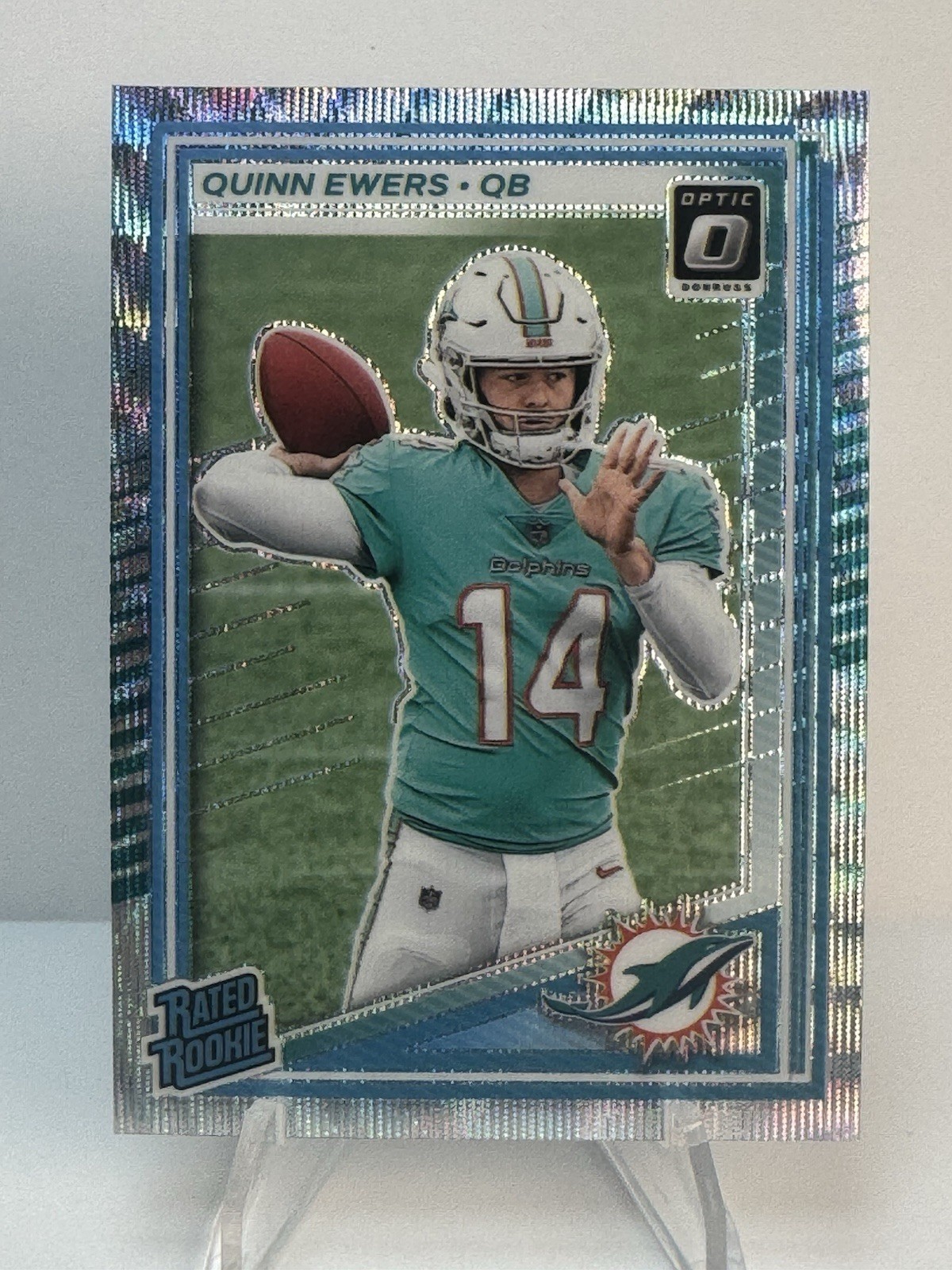 2025 Panini Donruss Optic Rated Rookie Wave /300 Quinn Ewers #213 Dolphins