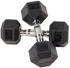 15 lb Hex Dumbbells Pair, Rubber Coated, Non-Slip Grip, Home Gym