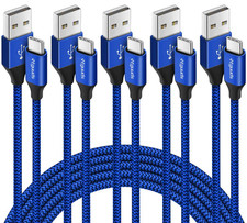 USB a to USB C Cable, 5-Pack 3/3/6/6/10 Ft Fast Charging Type C