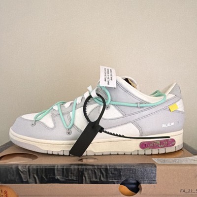 Nike Dunk Low Off-White Lot 04 Men's Leather Sneakers White Grey Mint DM1602-114