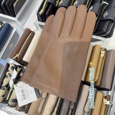 NEW COACH Men's Gloves Saddle Brown Sheep Leather Wool Lined Tech Dark Saddle