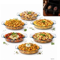 6X Borcam Airfryer Schalen Oval Glas 400Ml Auflaufform Backform Kuchen Ofen