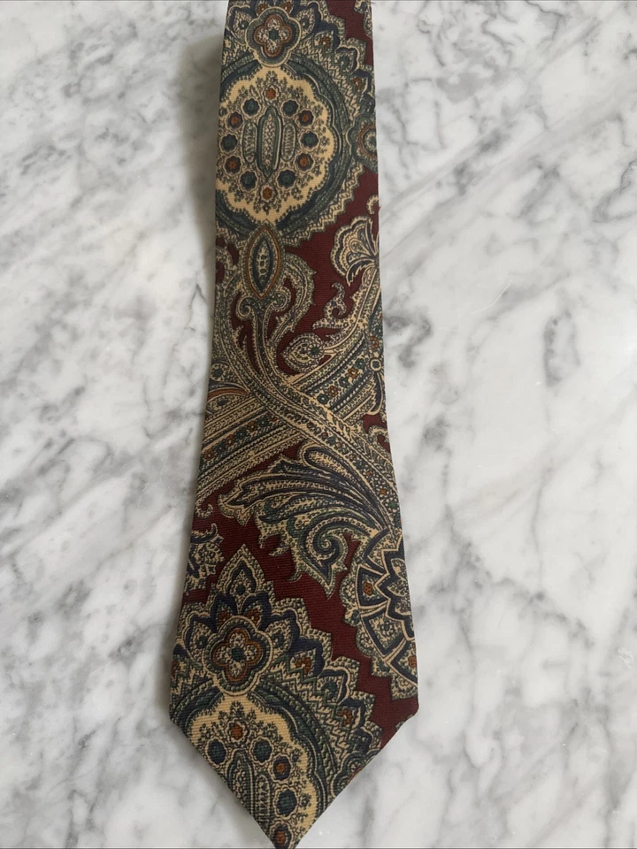 Corbata clásica vintage Liberty of London para hombre 100 % lana cachemira talla uno Foto 4 de 4