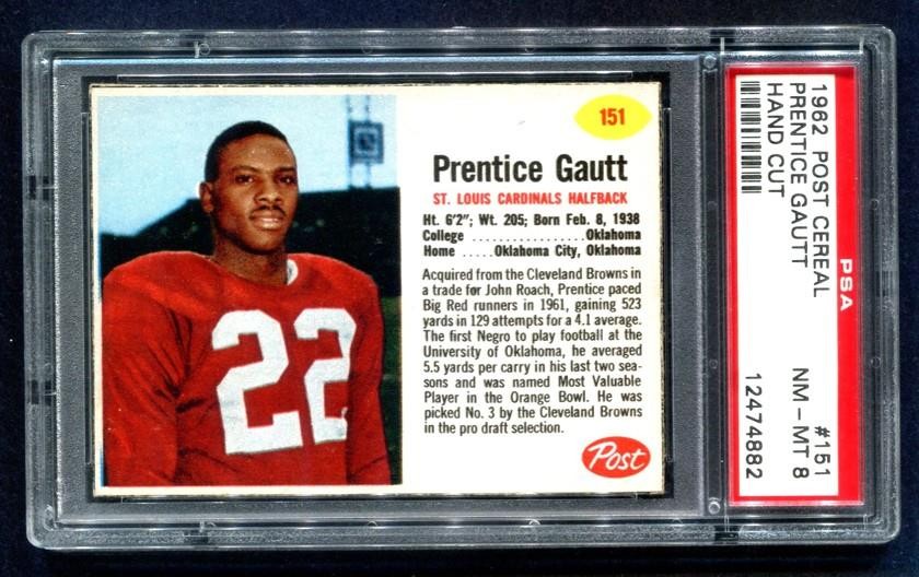 1962 Post #151 Prentice Gautt (Cardinals) ( Tough CC13)  PSA 8  (Flat Rate Ship)
