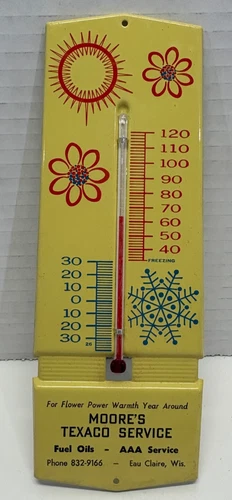 Vintage Texaco Gas Sign - Service Station Pump Ad Sign Thermometer - Wisconsin
