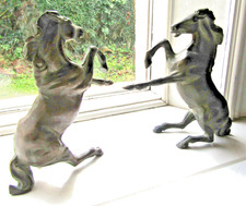 Horses rearing, Solid Brass Pair, free standing, old, very heavy.