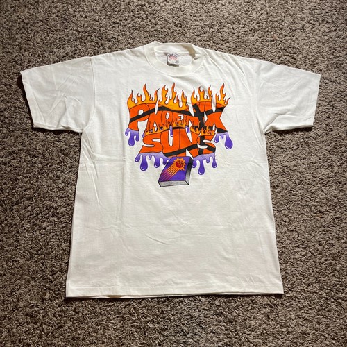 Vintage Phoenix Suns T-shirt Size L White 90s NBA USA Made - Pre-owned