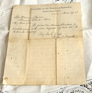JOHN J. INGALLS US SENATOR HAND WRITTEN SIGNED LETTER ON LETTERHEAD 1884