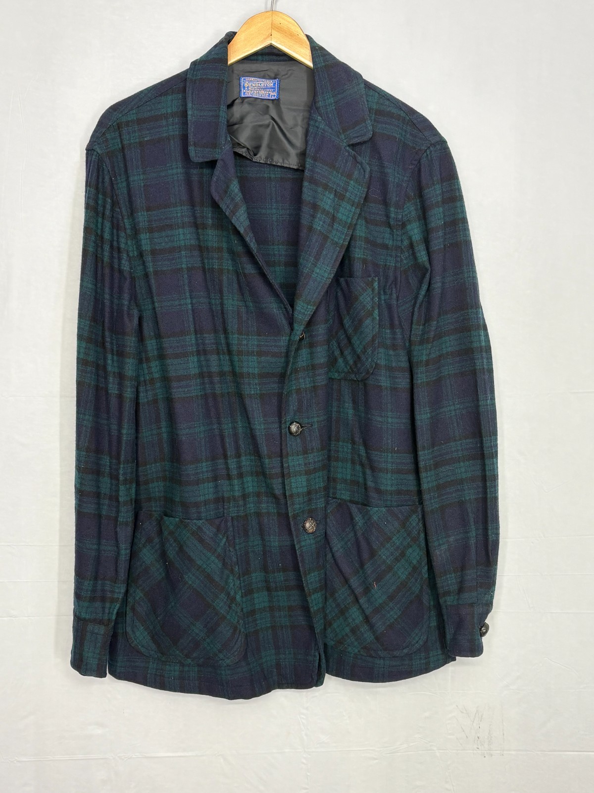 Pendleton, Pendleton Coat Blazer Womens Blue Tartan Plaid Single Breasted Large Vintage