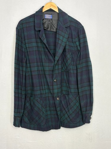 Pendleton, Pendleton Coat Blazer Womens Blue Tartan Plaid Single Breasted Large Vintage