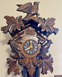 STUNNING LARGE BLACK FOREST DAVID HONES 2 TUNE EDELWEISS 3 BIRD CUCKOO CLOCK!