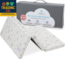 Waterproof Pack and Play Mattress Topper  38" X 26" X 1.5"  Trifold Style - Br