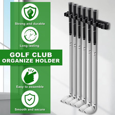 Wooden Golf Club Holder Wall Mount 8 Clips Rack Hanger Organizer for Display