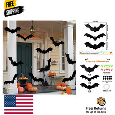 Halloween Hanging Bats for 12PCS 3D Halloween Yard Outdoor Decoration