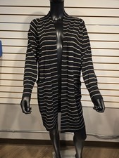 A New Day Women's Duster Cardigan Black Taupe Striped Size XS