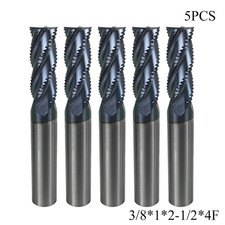 5Pcs 4 Flute 3/8"x1"x2-1/2" Solid Carbide Roughing End Mills - ALCrSiN Coated US